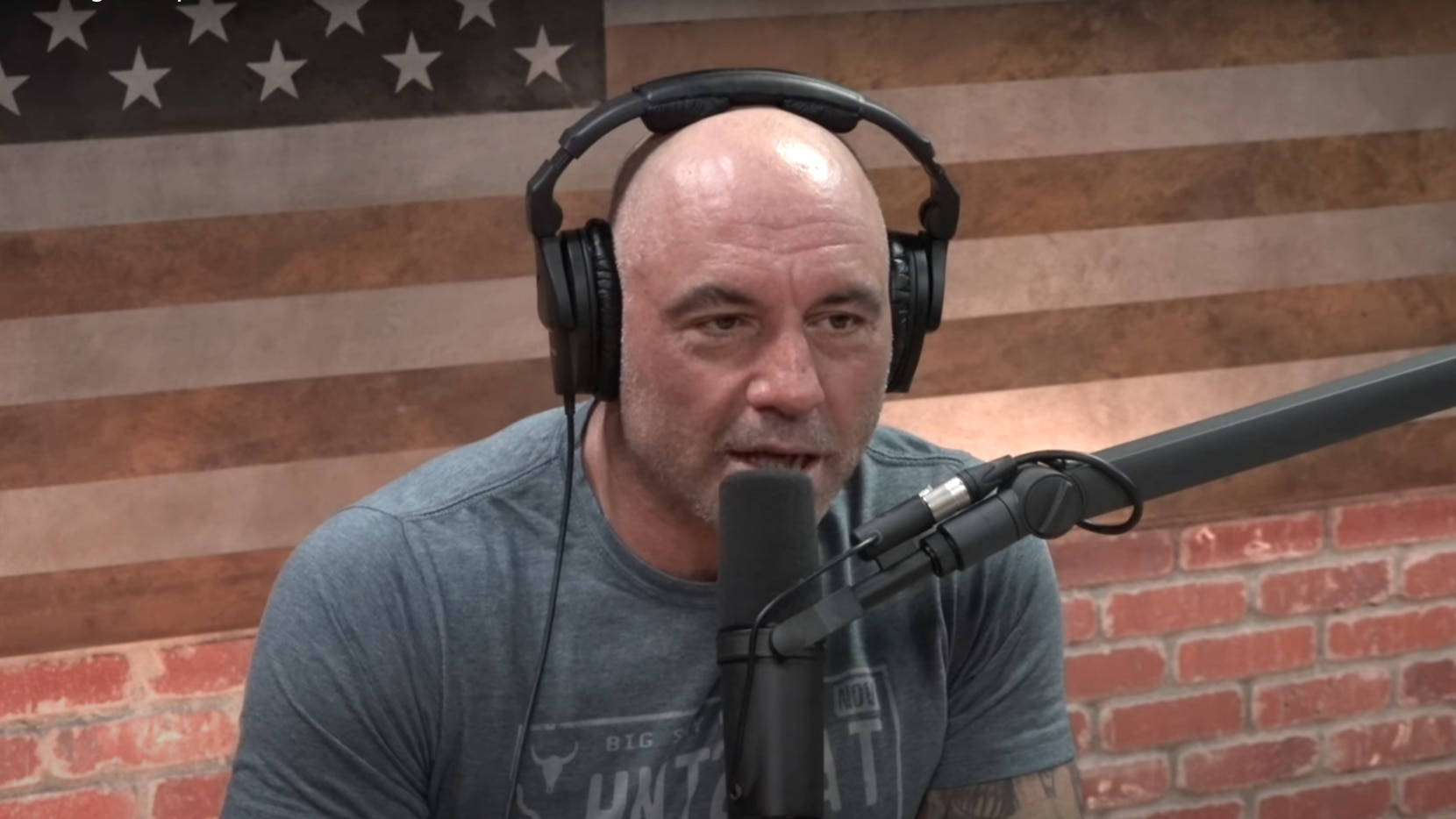 Joe Rogan Deep In Conversation On His Signature Podcast Wallpaper