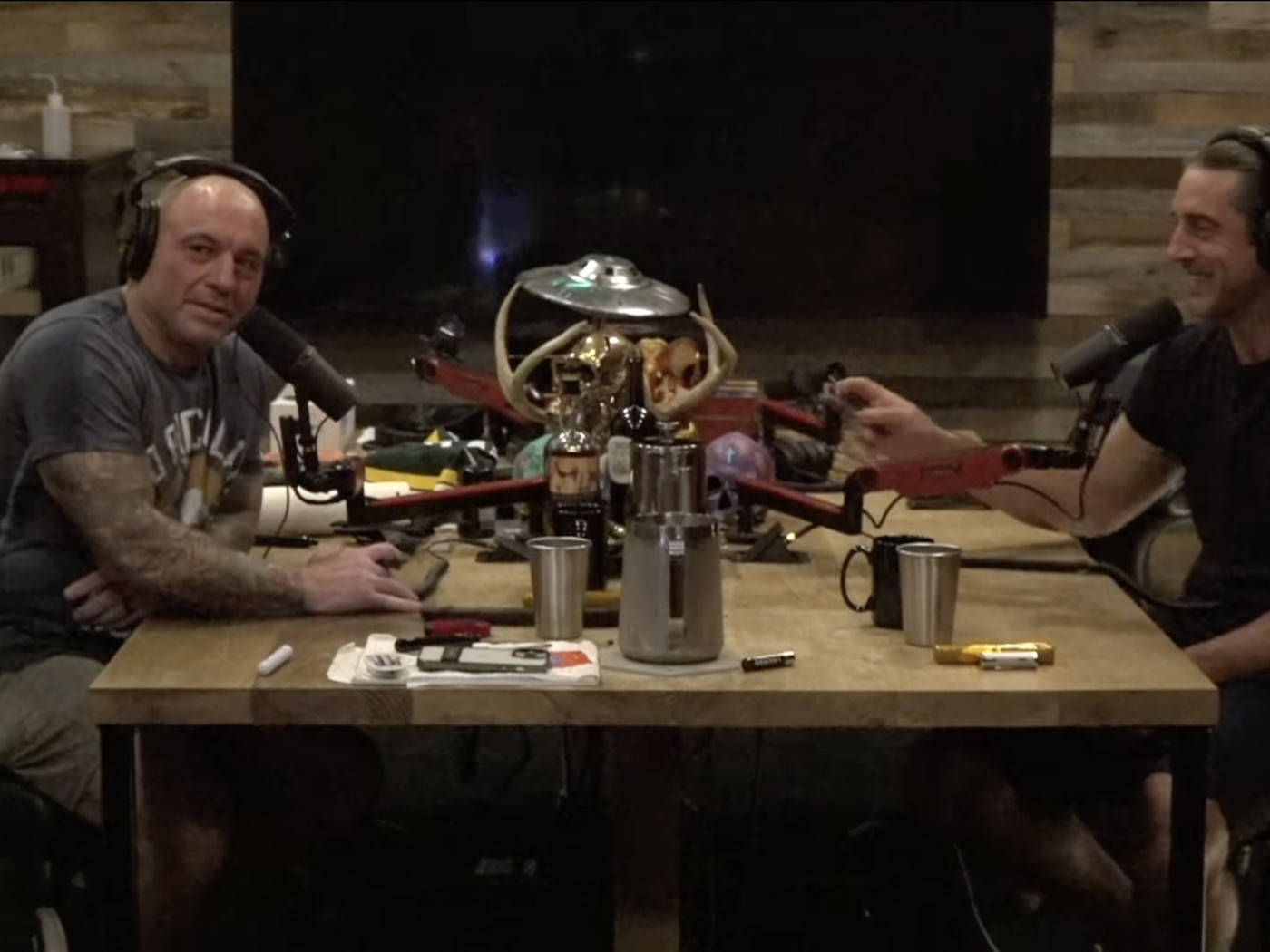 Joe Rogan With Aaron Rogers Wallpaper