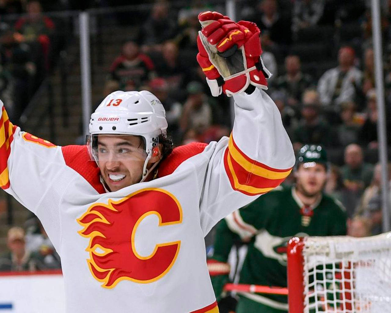 Johnny Gaudreau Calgary Flames Ice Hockey Win Wallpaper