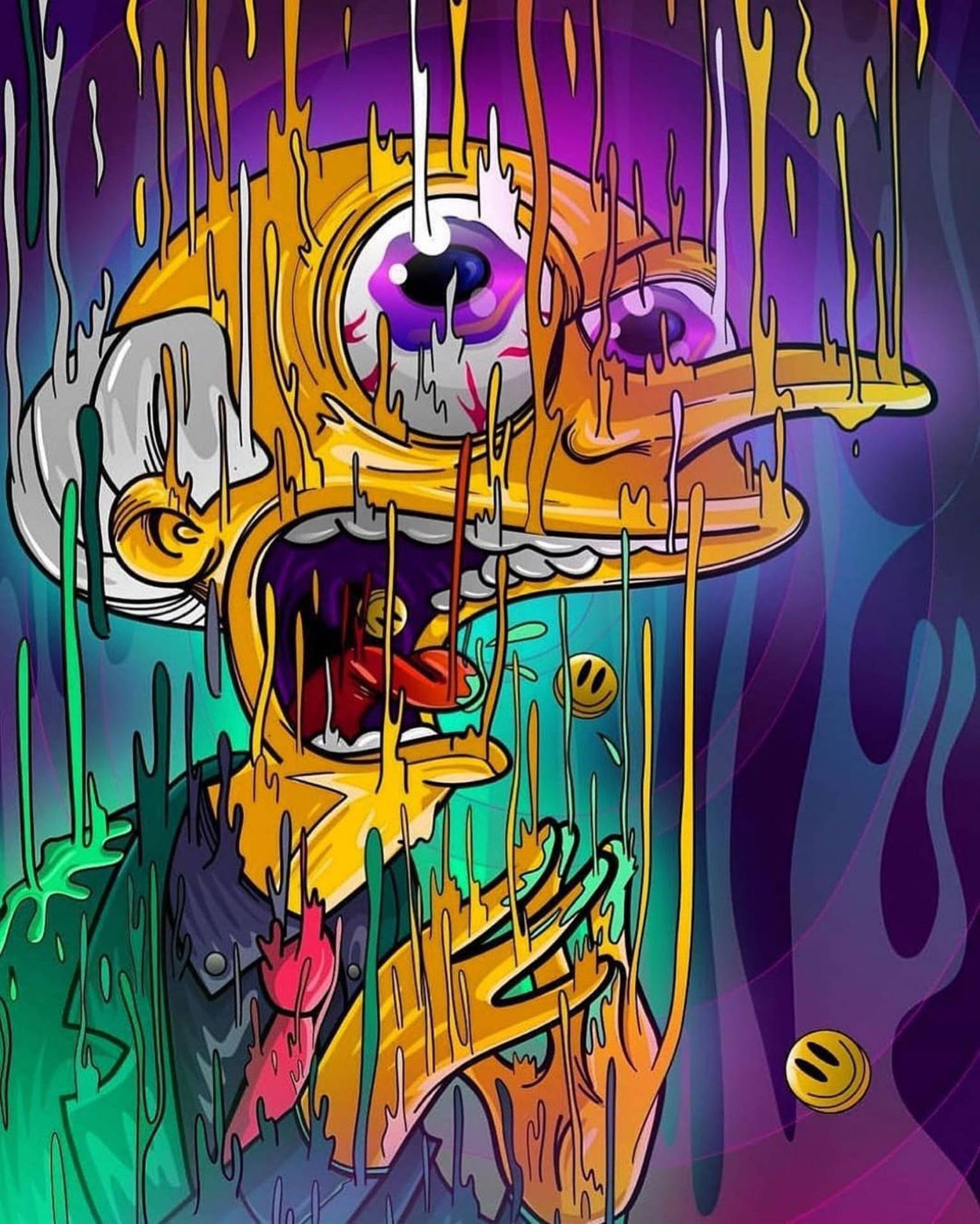 Join This Trippy Cartoon Adventure! Wallpaper