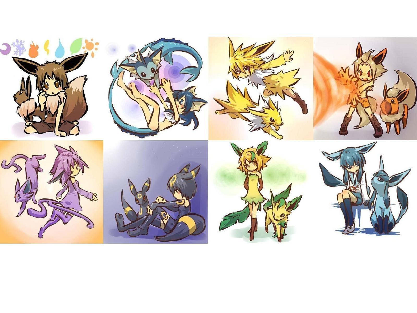 Jolteon And Other Human Eeveelutions Wallpaper