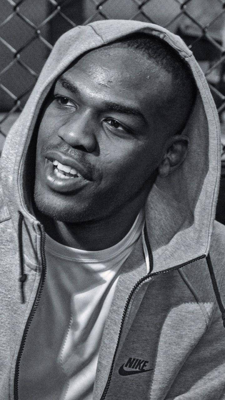 Jon Jones Black And White Portrait Wallpaper