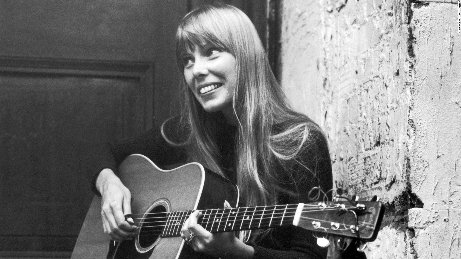 Joni Mitchell Playing Guitar Wallpaper