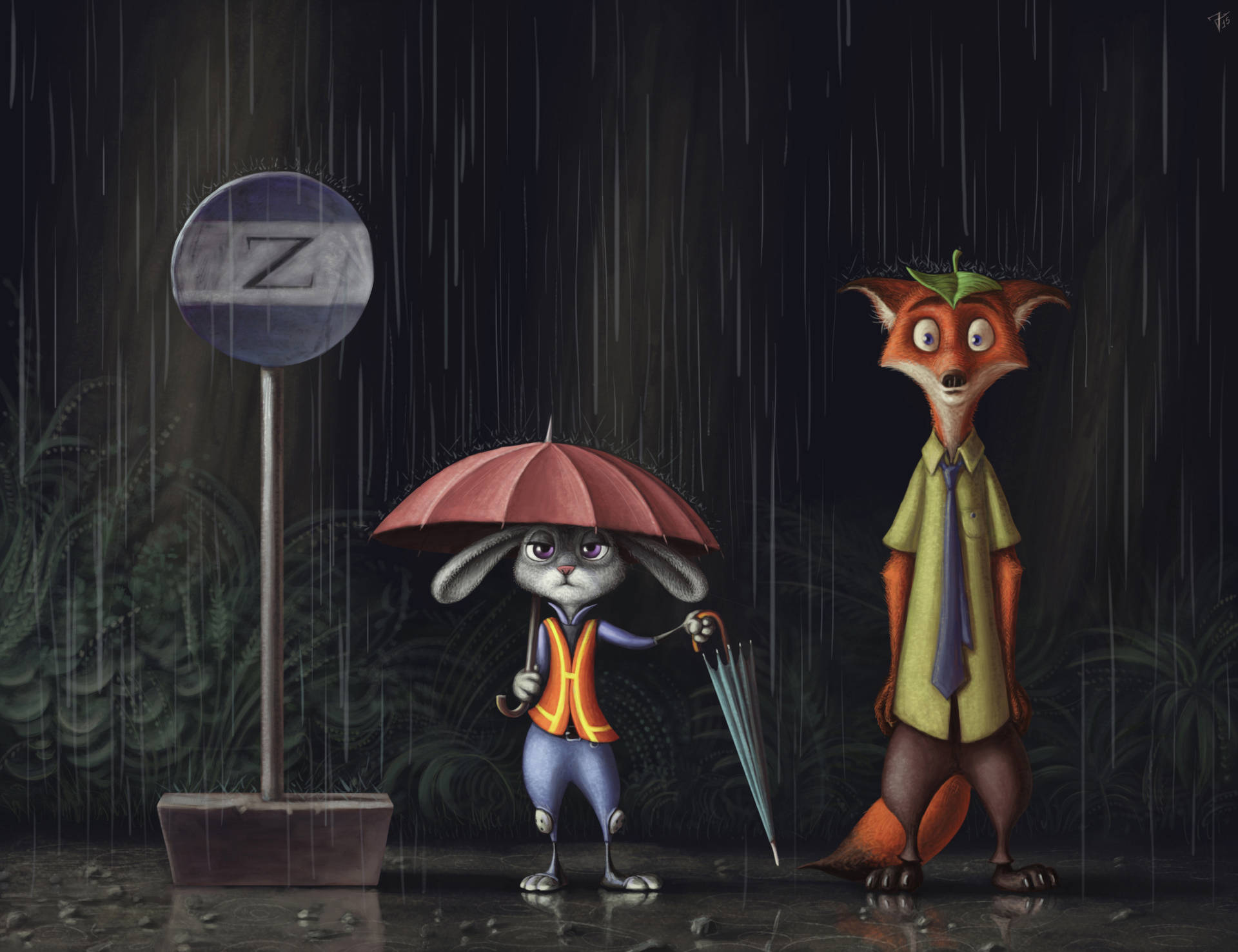 Download free Judy Hopps Nick Wilde In Rain Wallpaper - MrWallpaper.com