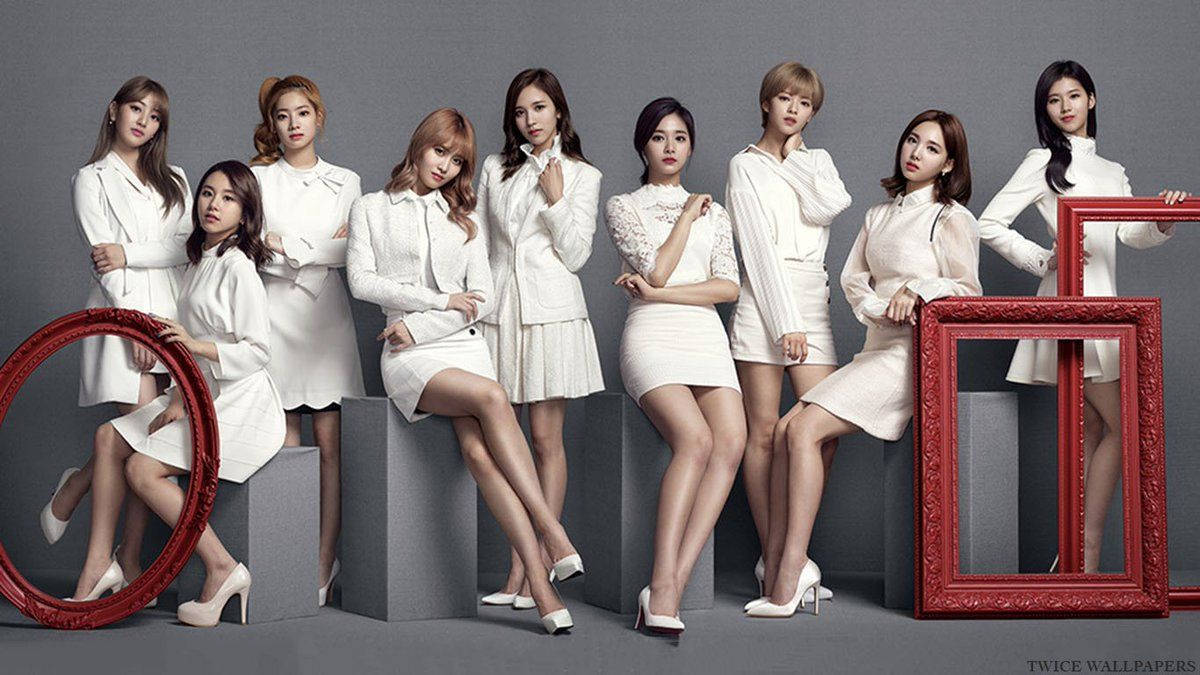 K-pop Sensation Twice Serene In White Wallpaper