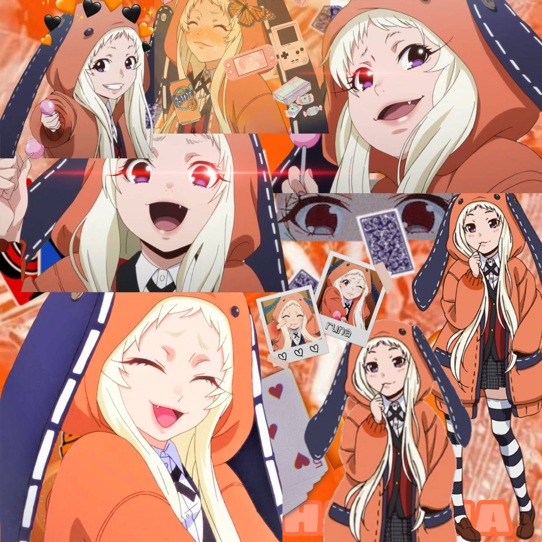 Kakegurui Runa Orange Rabbit Kigurumi Wallpaper