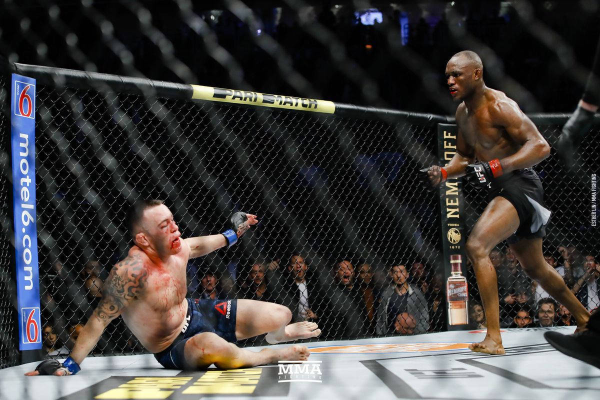 Kamaru Usman Knocked Down Opponent Wallpaper