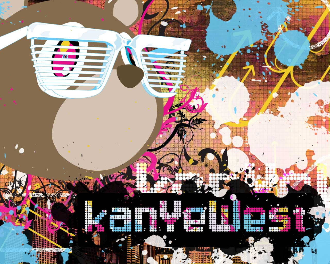 Kanye West Bear Digital Art Paint Blotches Wallpaper