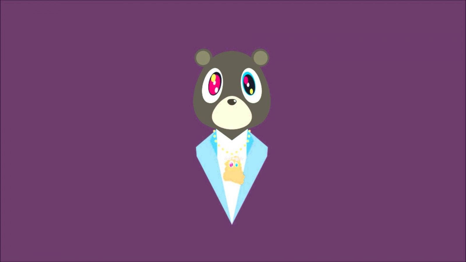 Kanye West Bear Minimalist Purple Aesthetic Wallpaper