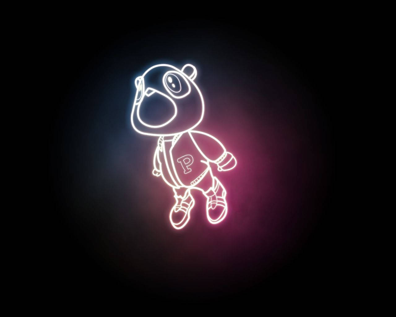 Kanye West Pablo Bear Neon Light Wallpaper
