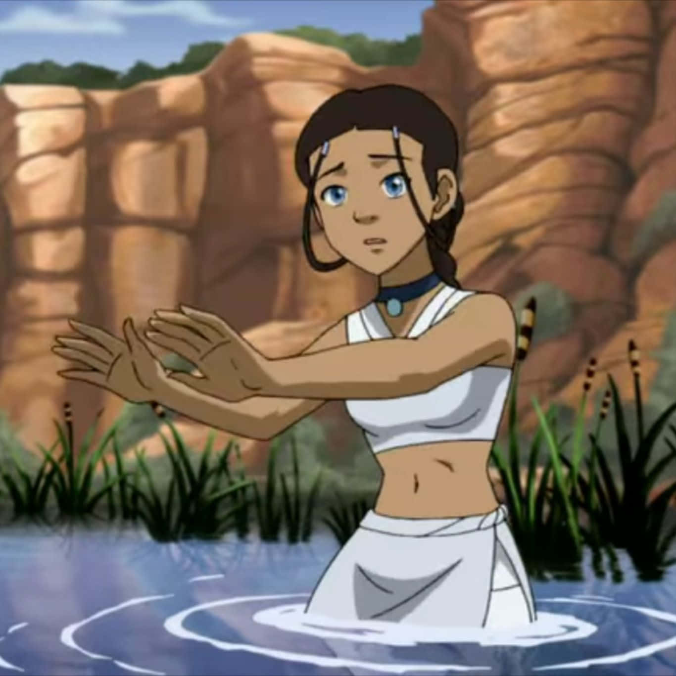 Katara, The Waterbending Master In Action Wallpaper