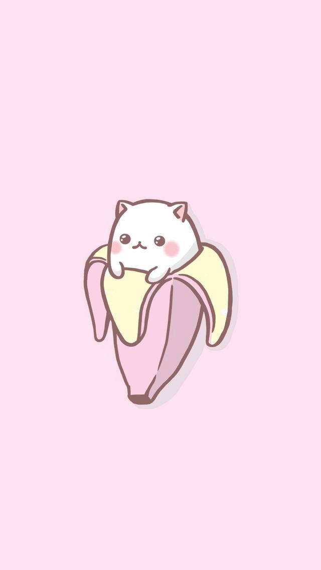 Kawaii Cute Girly Banana Cat Wallpaper