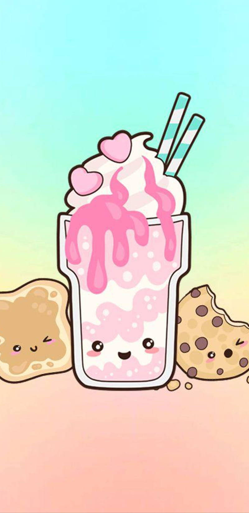 Kawaii Cute Girly Milkshake Wallpaper