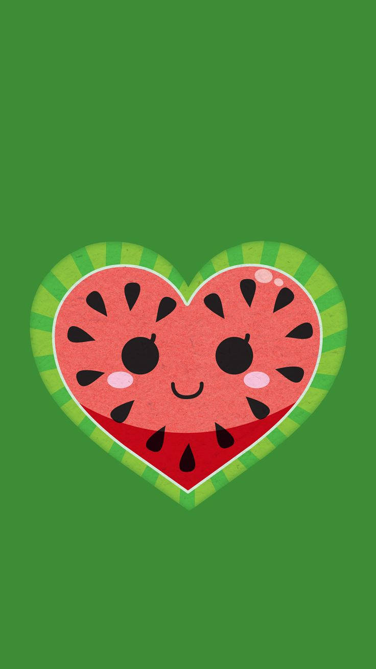 Kawaii Cute Girly Watermelon Heart Wallpaper