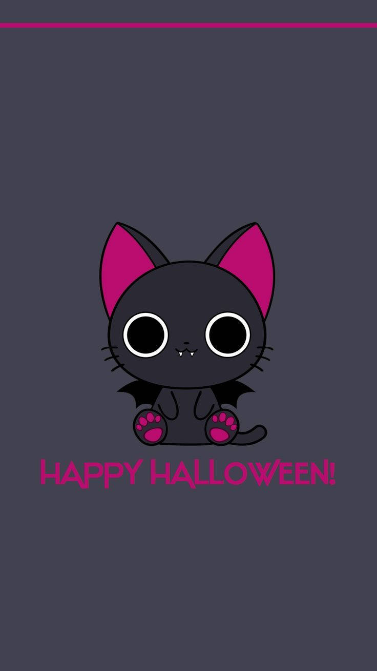 Kawaii Halloween Creepy Cat Wallpaper