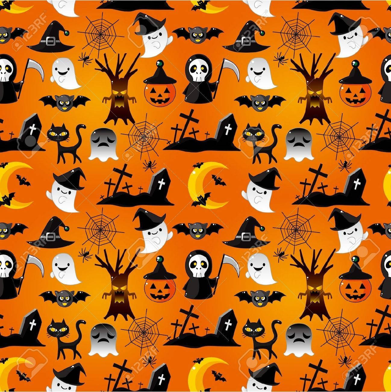 Kawaii Halloween Graveyard Wallpaper
