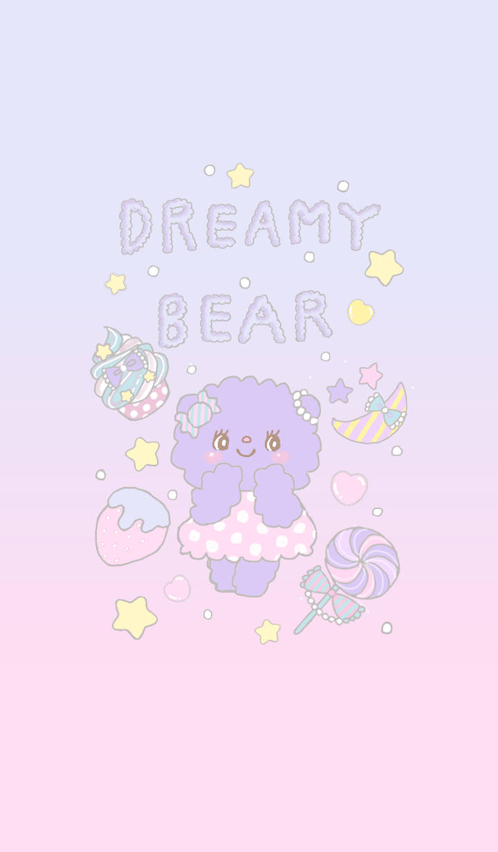 Kawaii Purple Dreamy Bear Wallpaper