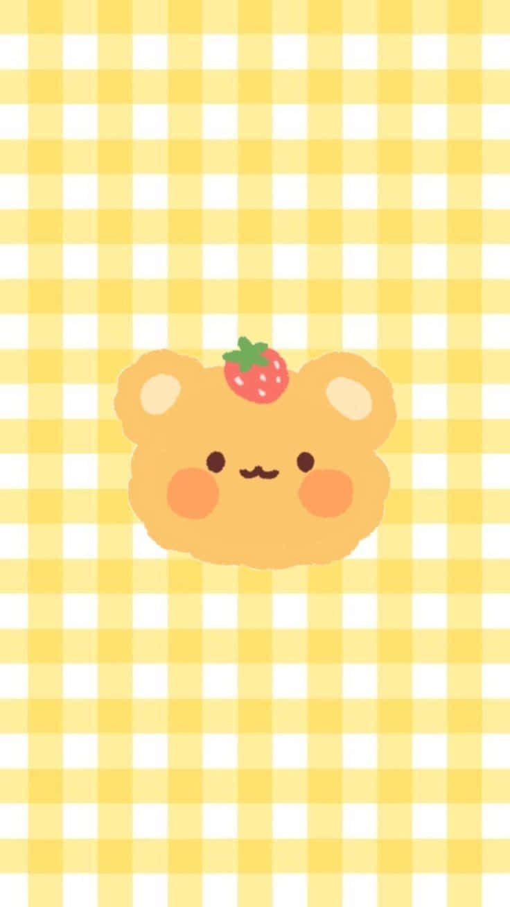 Kawaii Teddy Bear Light Yellow Wallpaper