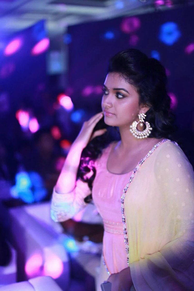 Keerthi Suresh Surrounded By Lights Hd Wallpaper