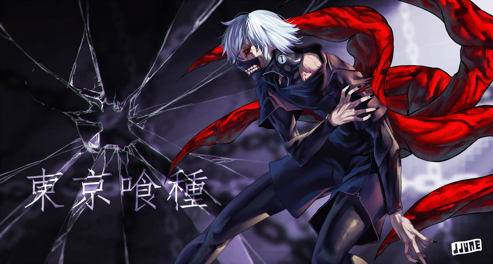 Download wallpaper 1920x1080 ken kaneki, angry, anime boy, full hd