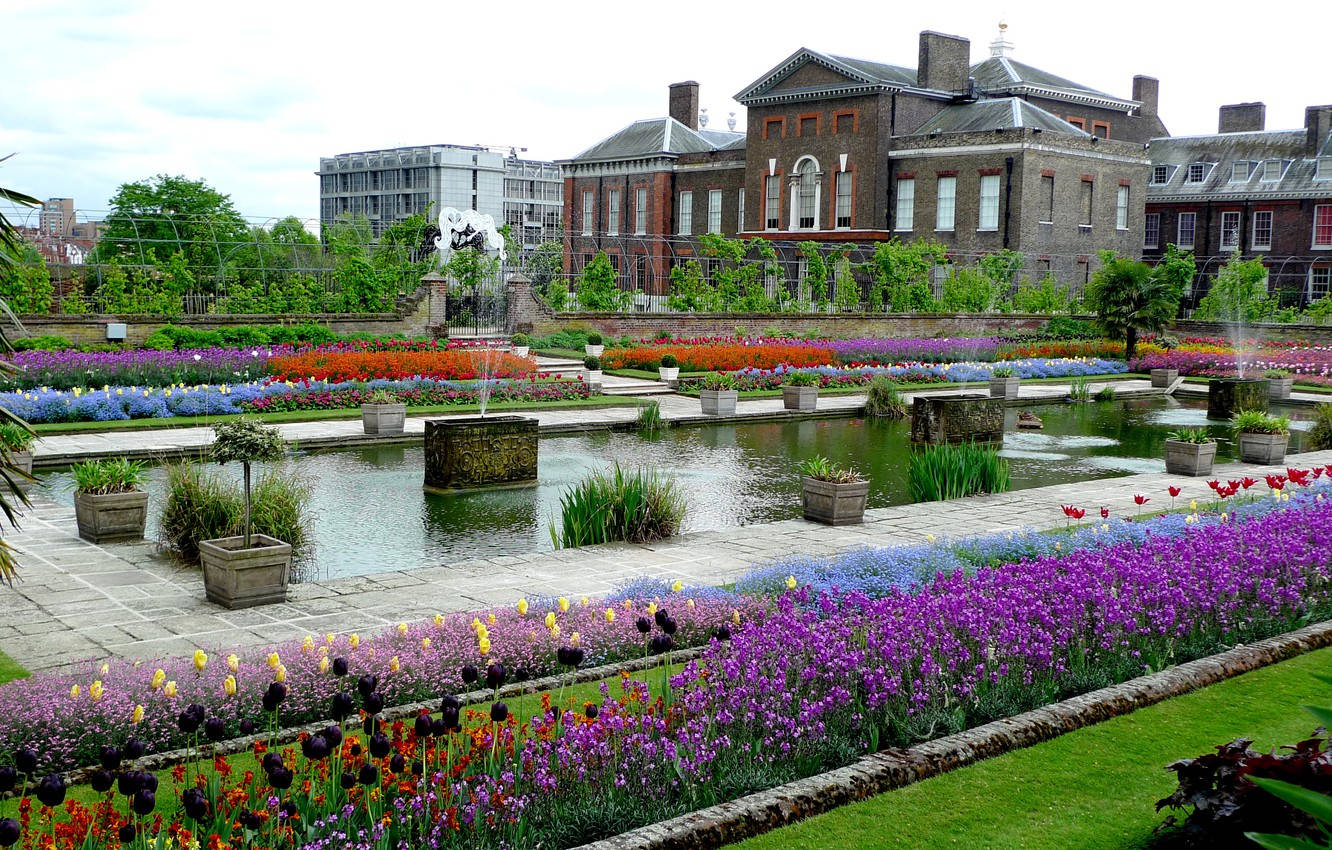 Kensington Palace Garden With Colorful Flowers Wallpaper