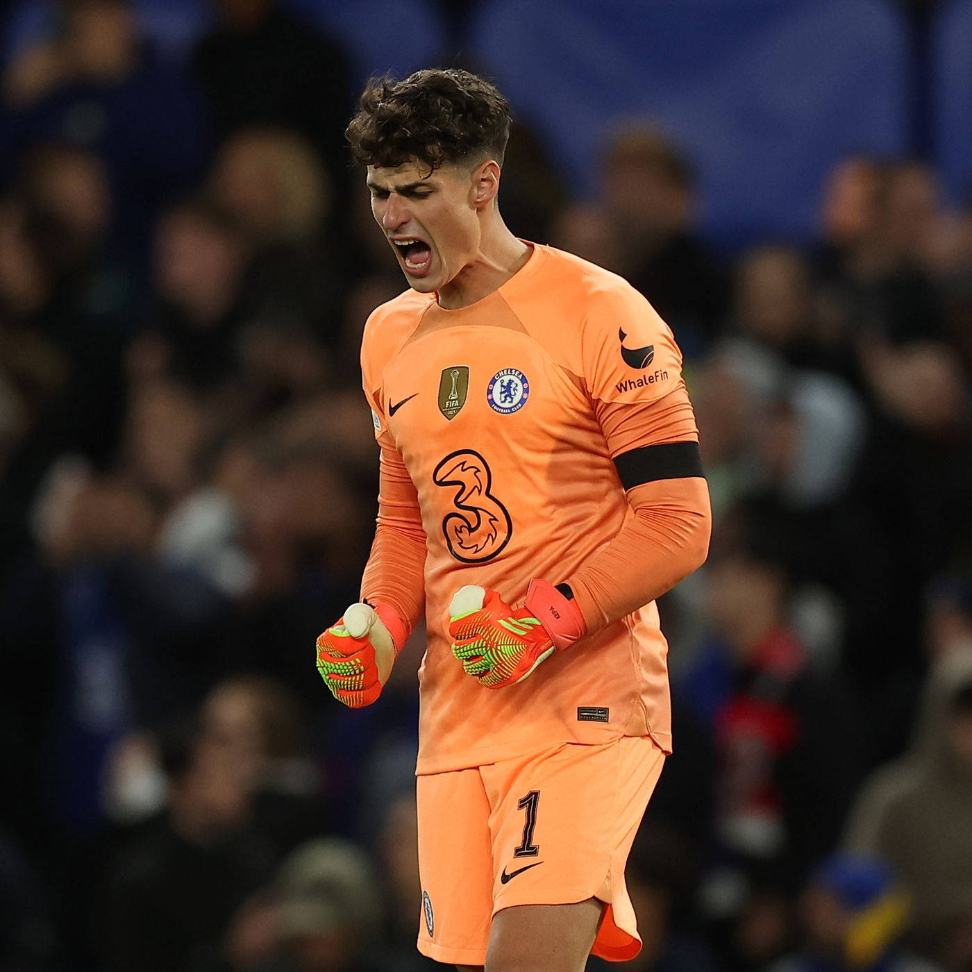 Kepa Arrizabalaga Shouting Doing Fist Pump Wallpaper