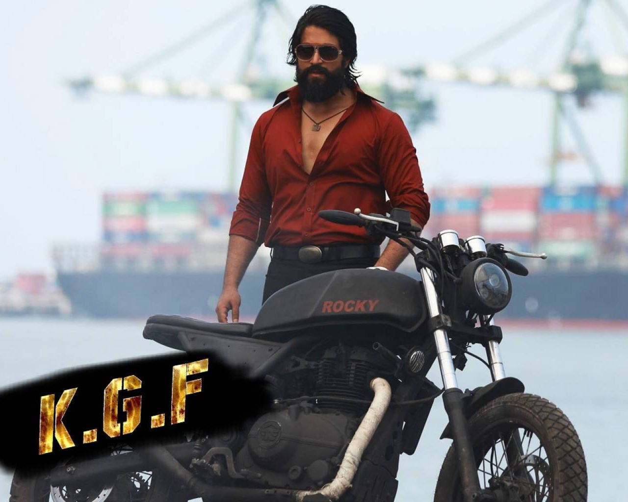 Kgf Rocky With Motorcycle Wallpaper