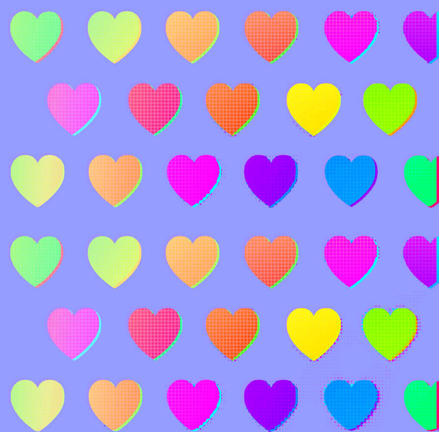 Kidcore Colored Heart Pattern Wallpaper