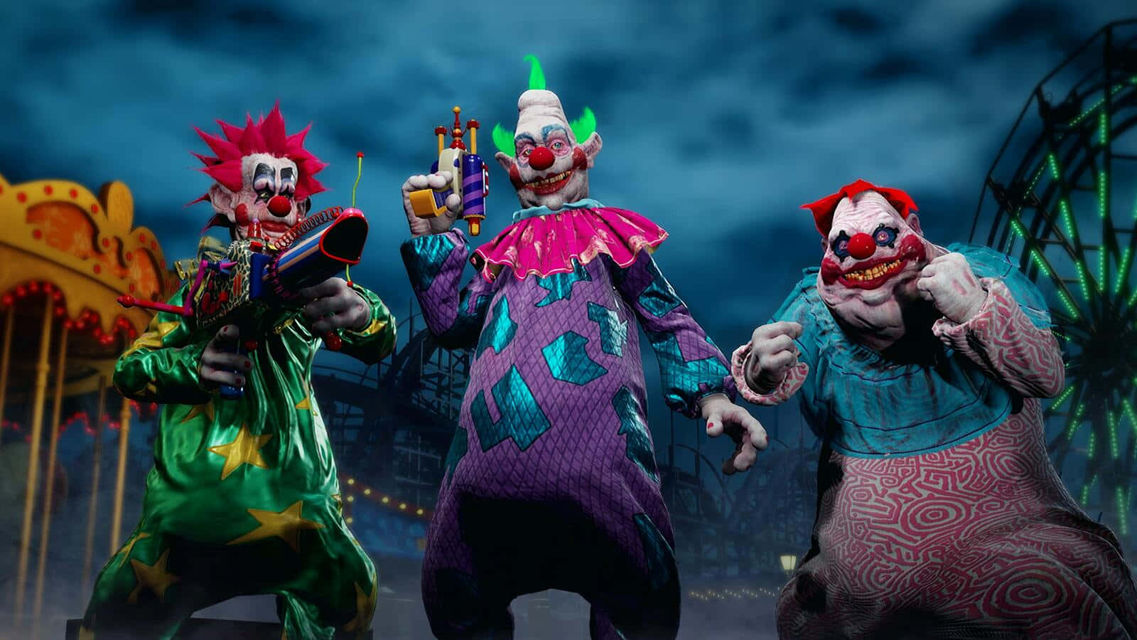 Killer Klowns From Outer Space Holding Guns Wallpaper