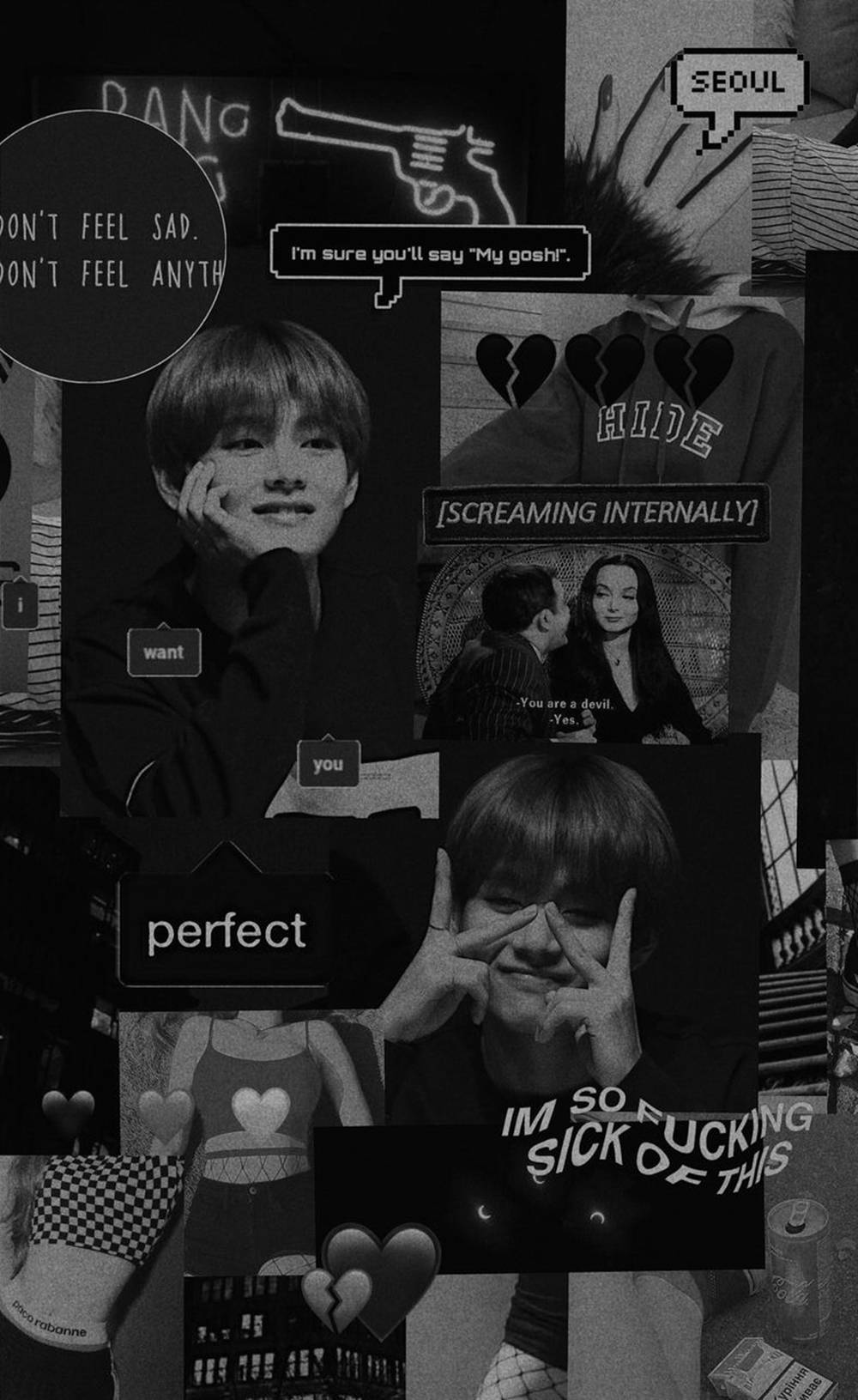 Kim Tae-hyung Aesthetic With Addams Family Wallpaper