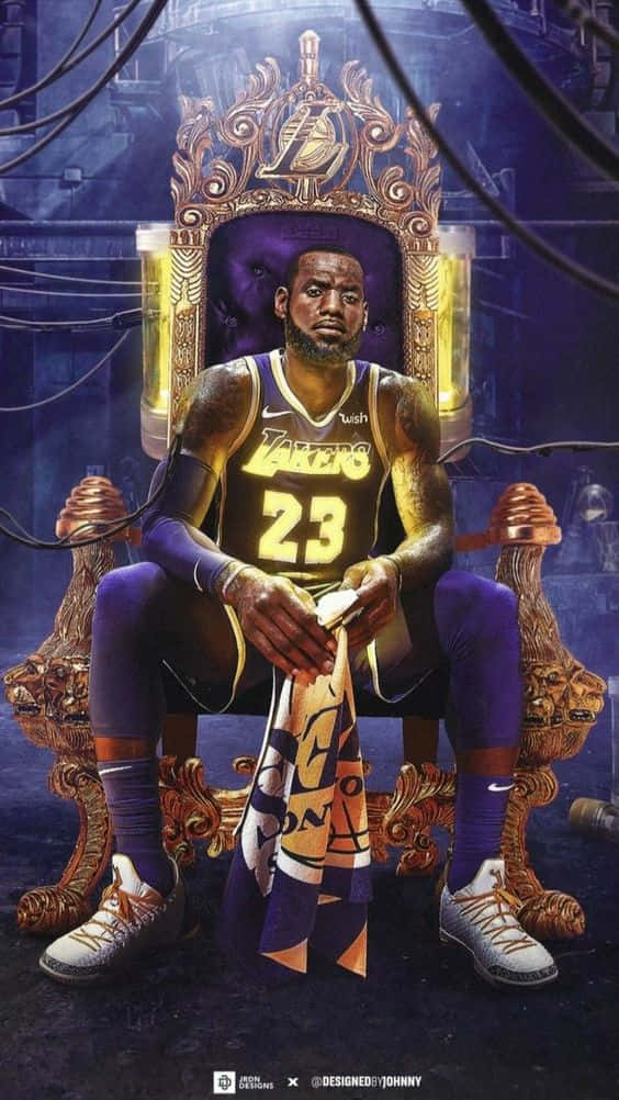 King Lebron James Sitting On A Throne Wallpaper