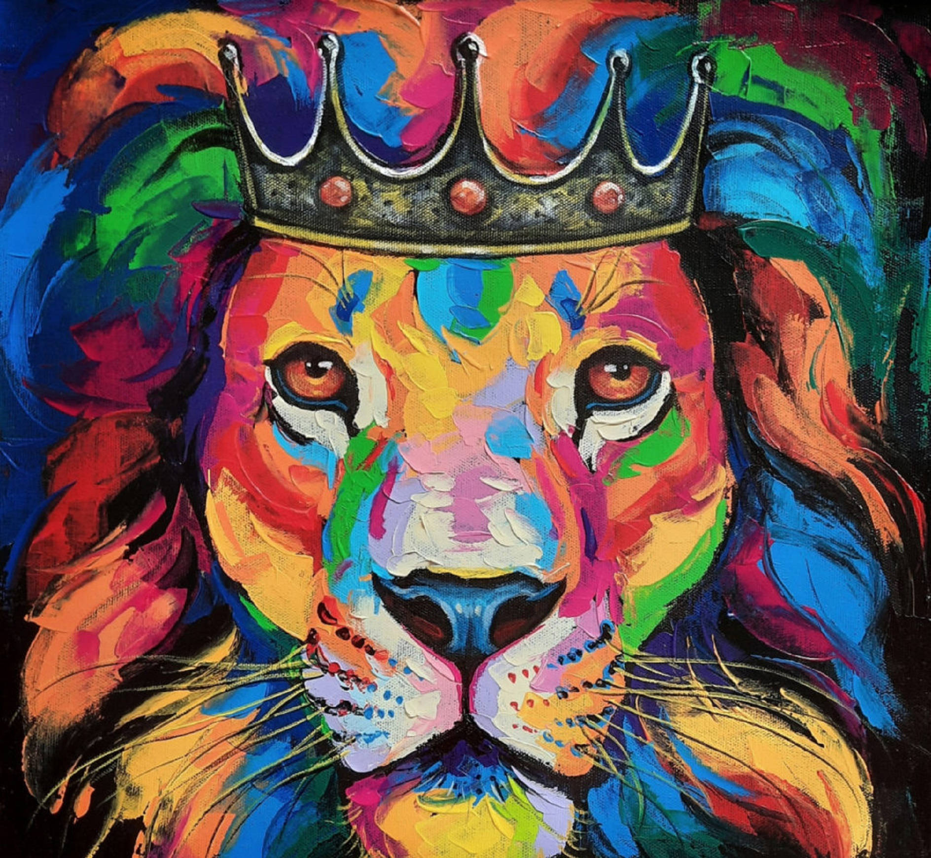 King Lion Head Painting Wallpaper