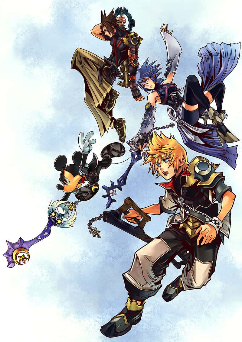 Kingdom Hearts Mickey Holding Weapons Phone Wallpaper