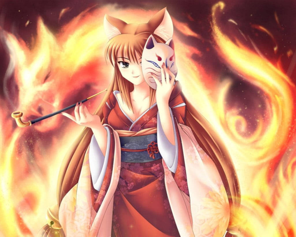 Kitsune Fire Anime Wallpaper