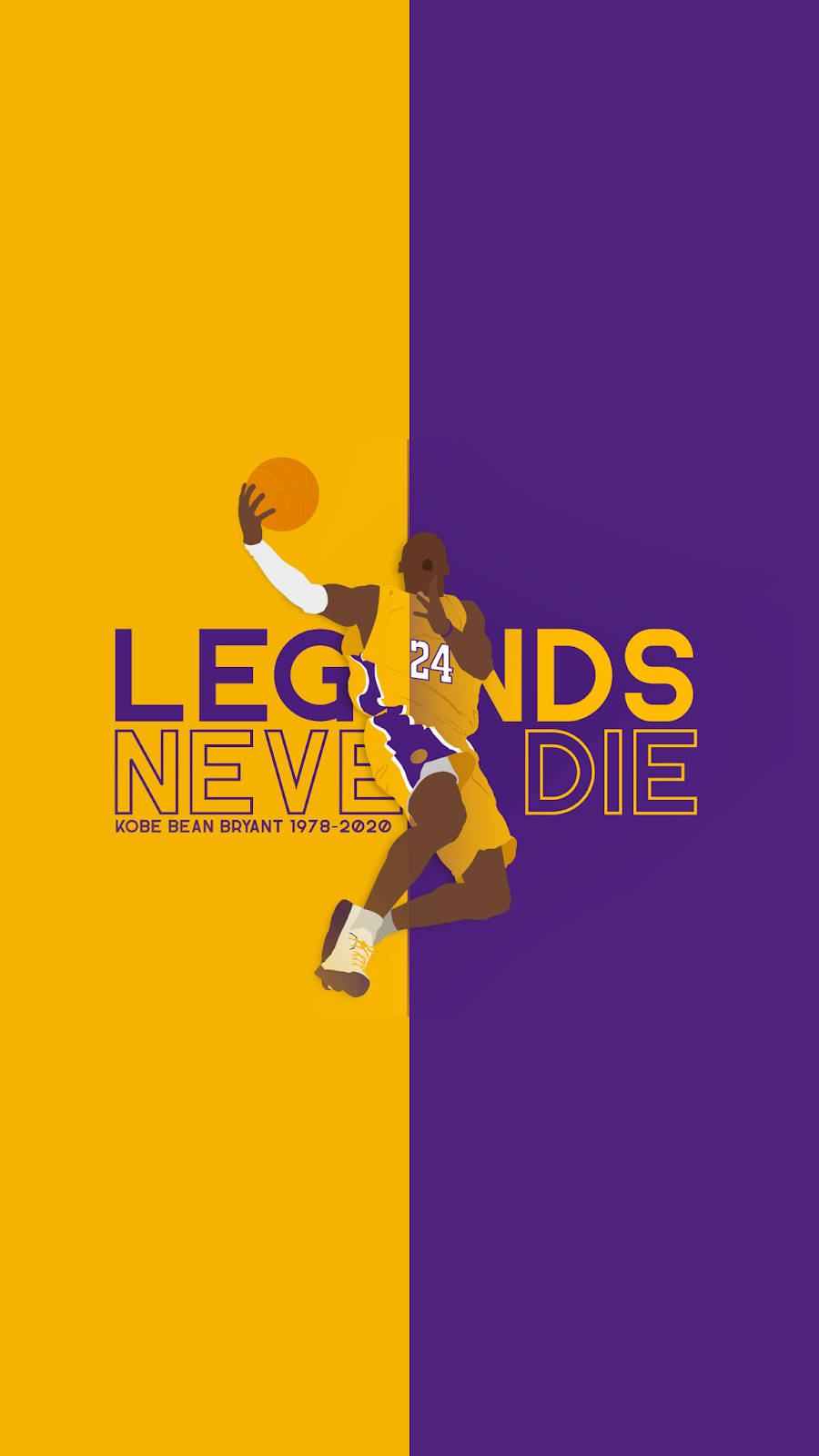 Kobe Bryant Split Yellow And Purple Wallpaper