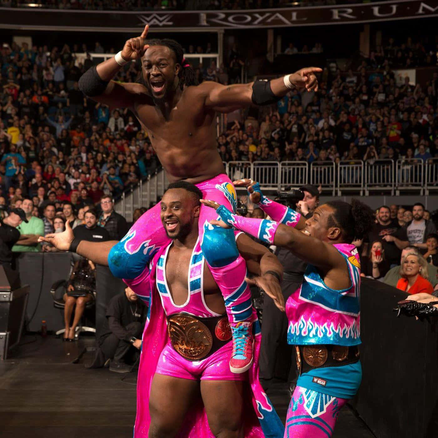 Kofi Kingston With His New Day Brothers Wallpaper