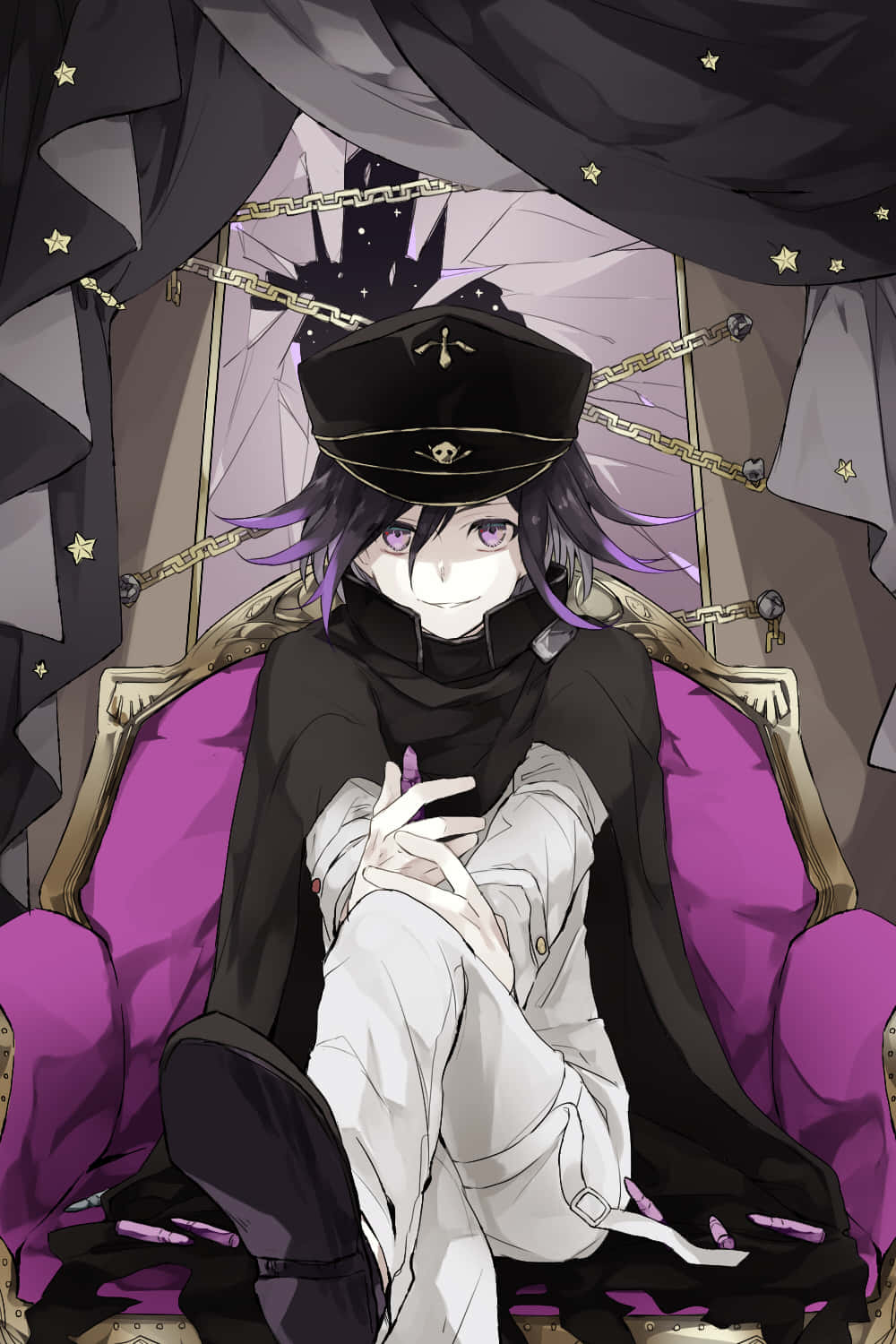 Kokichi Ouma On Purple Chair Wallpaper