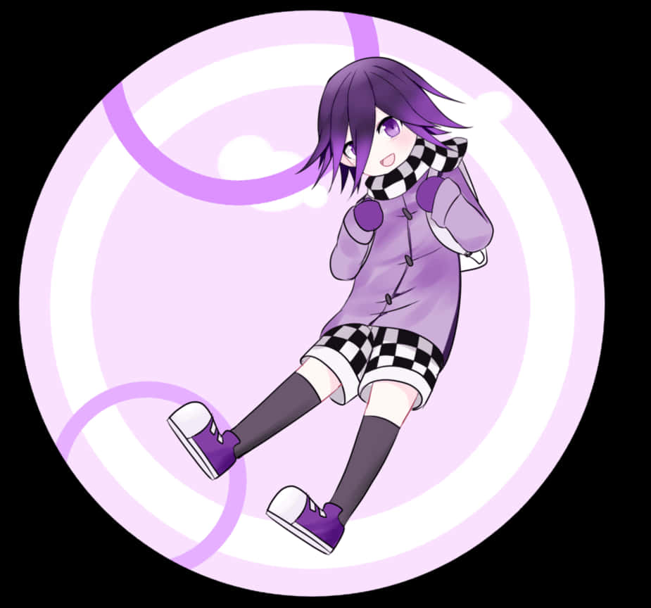 Kokichi Ouma Purple Chibi Art Wallpaper