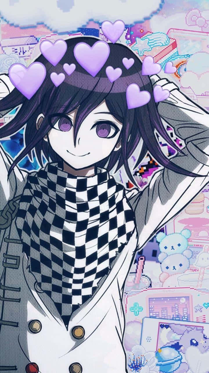 Kokichi Ouma With Pink Hearts Wallpaper