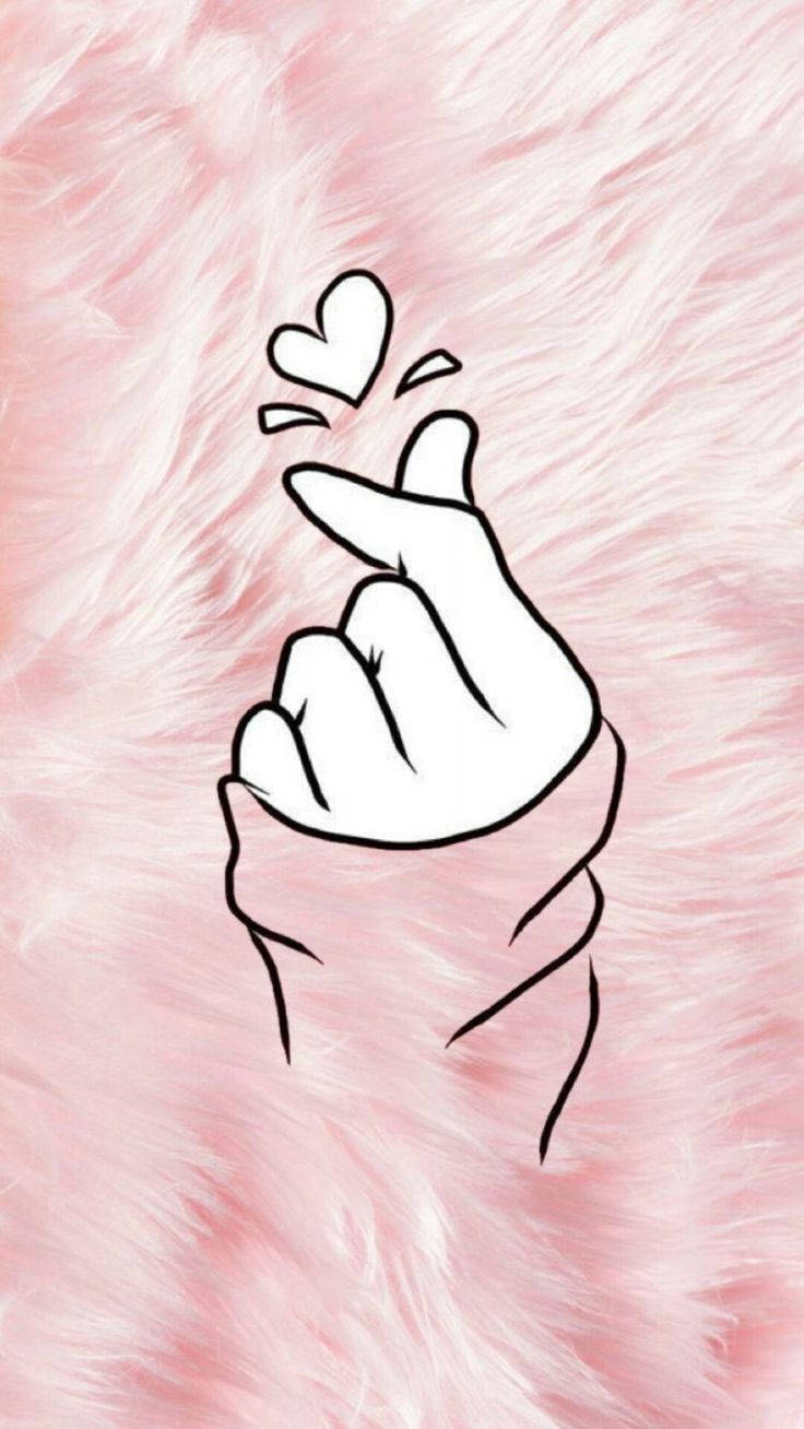 Korean Finger Heart On Fur Wallpaper
