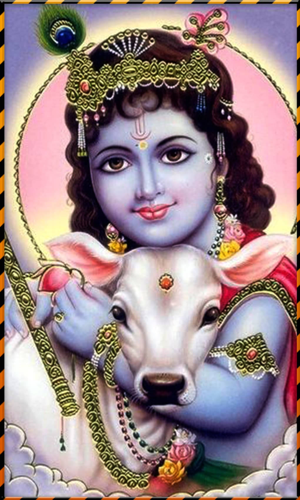 Krishna 3d Art With Cow Wallpaper