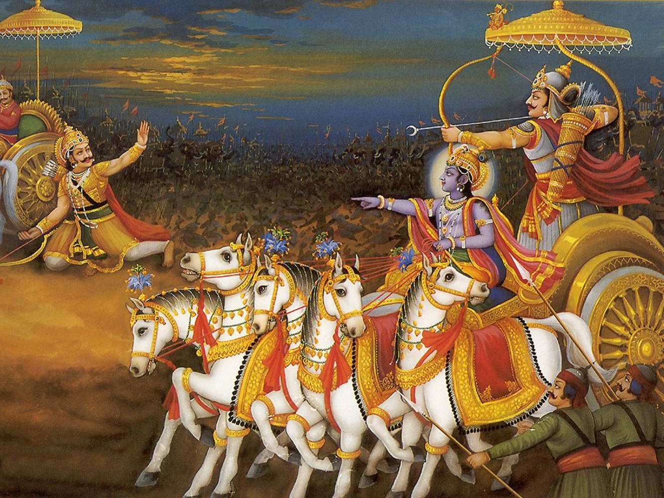 Krishna Arjun The Epic Kurukshetra War Wallpaper