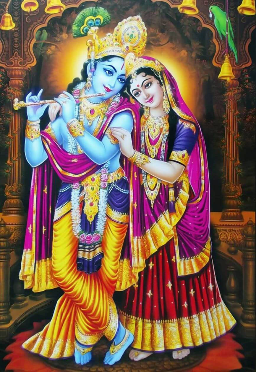 Krishna Bhagwan And Radha Dancing Wallpaper