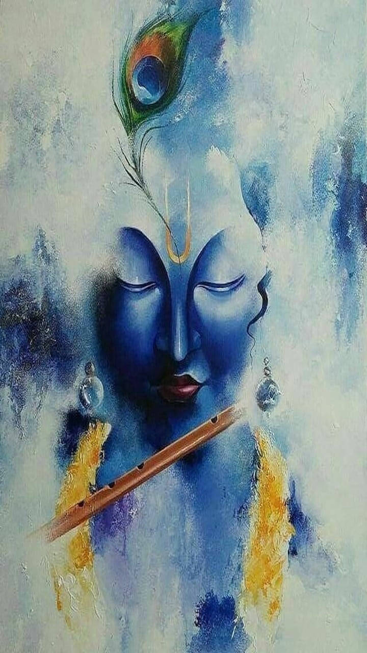 Krishna Hd Blue Paint Wallpaper
