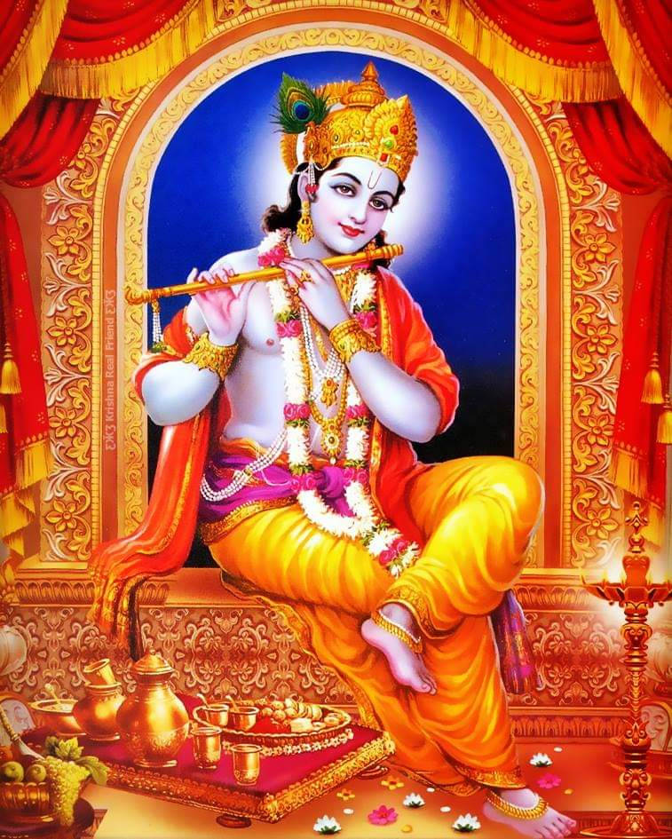 Krishna Hd Orange Temple Wallpaper