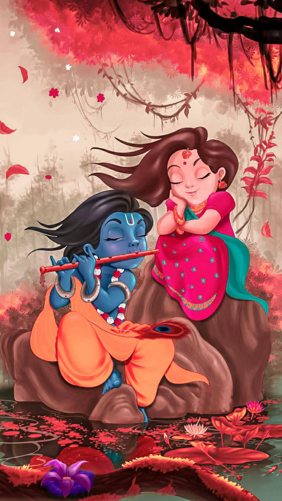 Krishna Iphone Lovely Lake Wallpaper