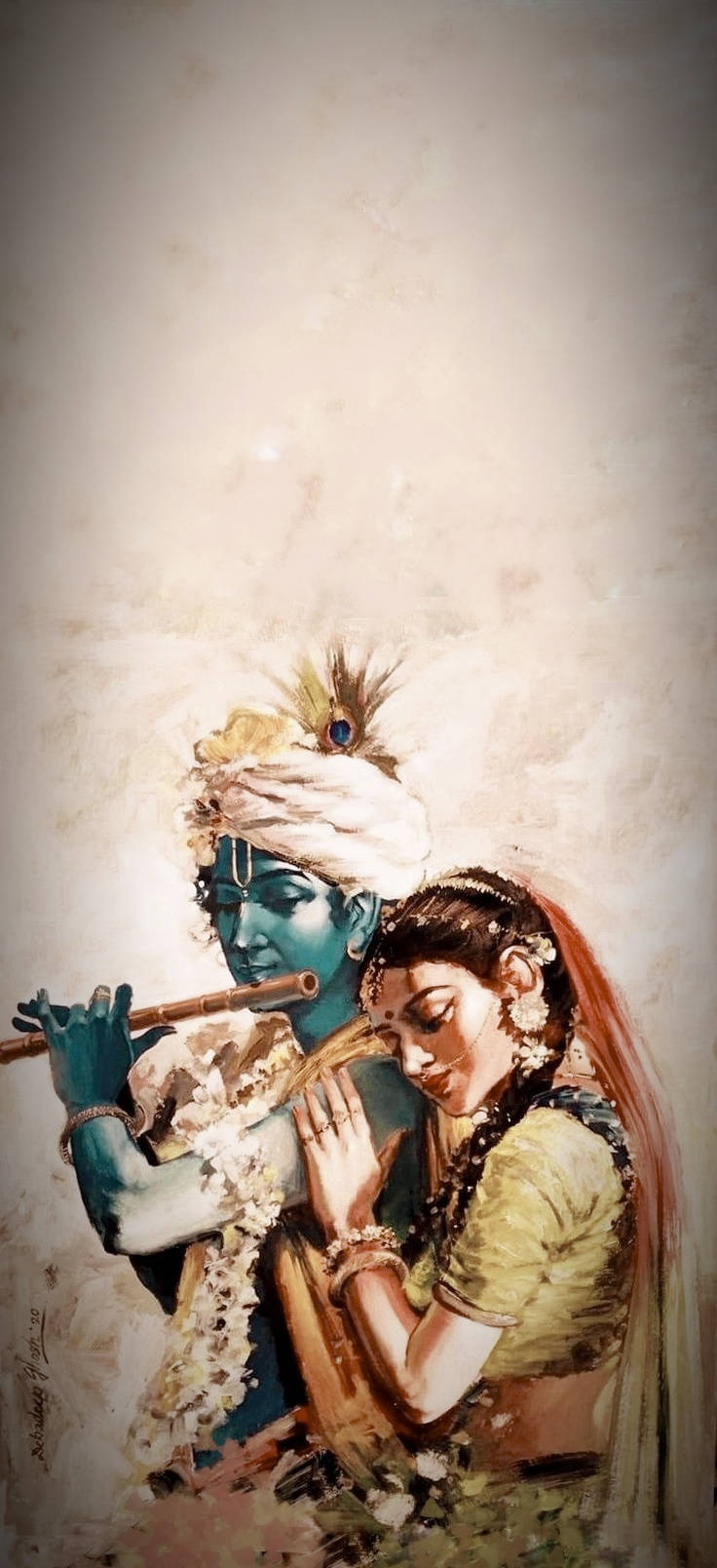 Krishna Iphone Radha Leaning Wallpaper