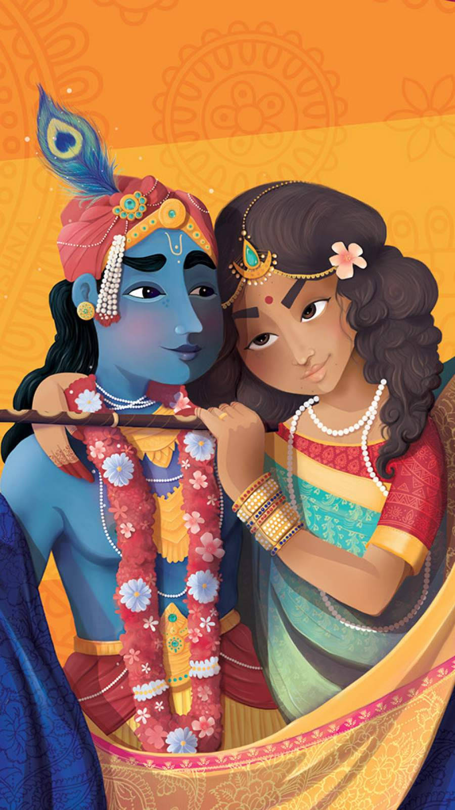 Krishna Iphone Radha Yellow Background Wallpaper