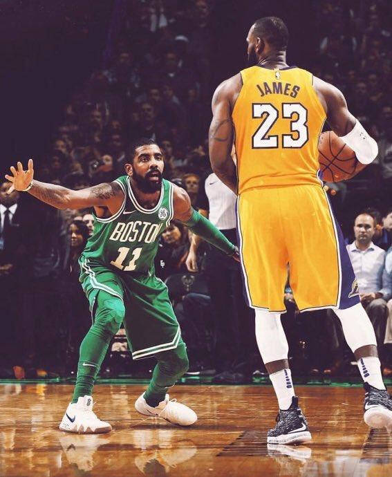 Kyrie Irving Guarding Lebron James Of Lakers Wallpaper