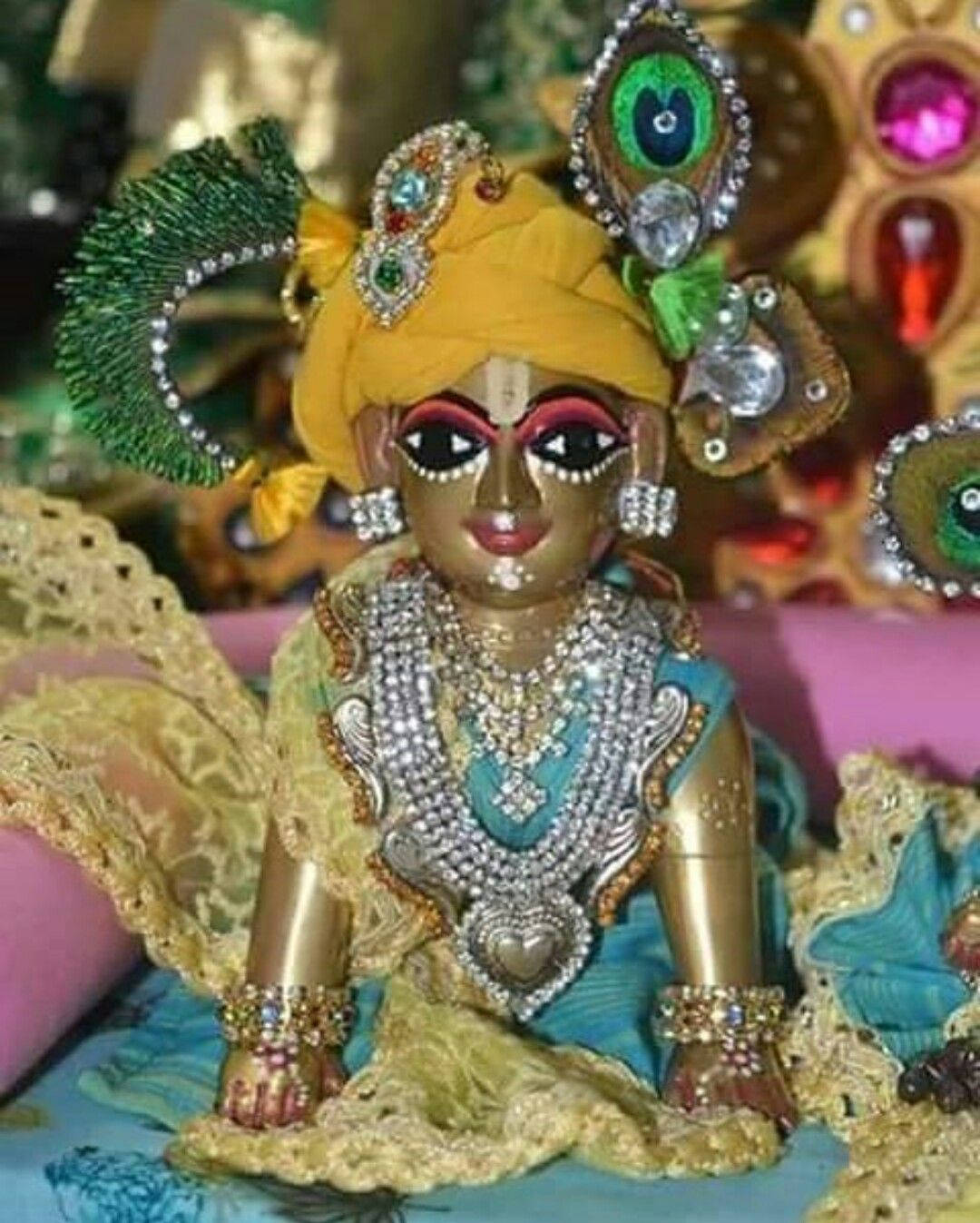 Laddu Gopal With Silver Necklace Wallpaper